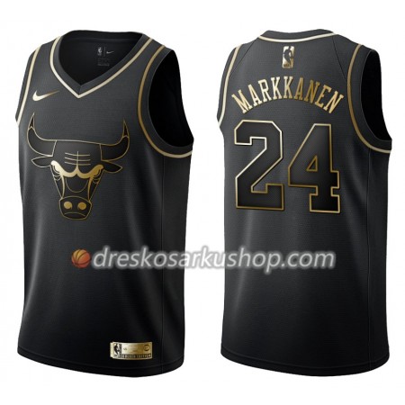 Muški NBA Dres Chicago Bulls Lauri Markkanen 24 Nike Crna Golden Edition Swingman
